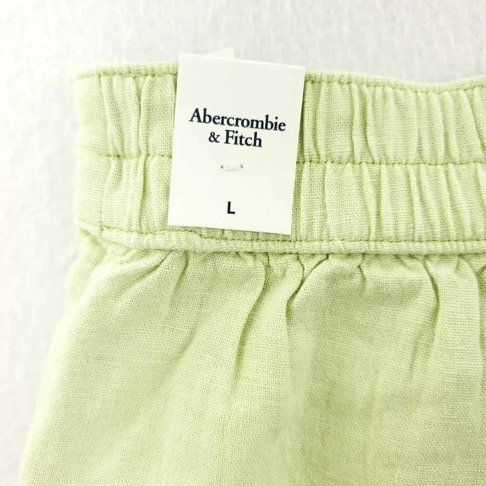 Abercrombie Fitch Linen Blend Shorts Light Green Stretch 32 Waist Women's Large